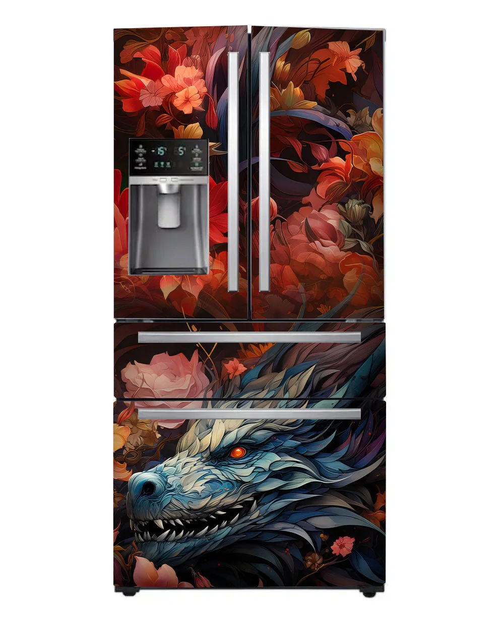 Black dragon and flowers - Image 2