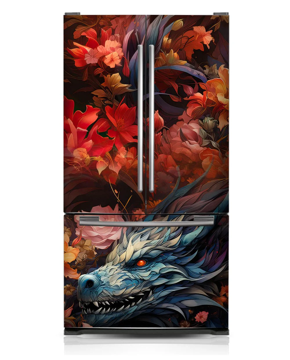 Black dragon and flowers - Image 3