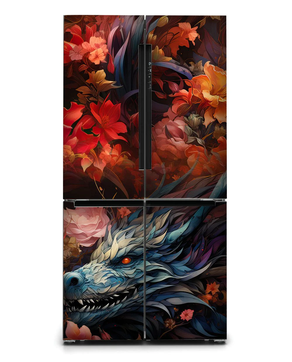 Black dragon and flowers - Image 4