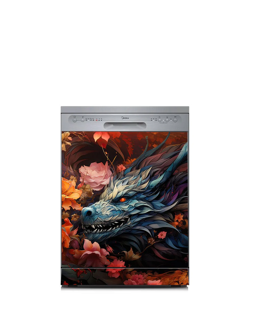 Black dragon and flowers - Image 5