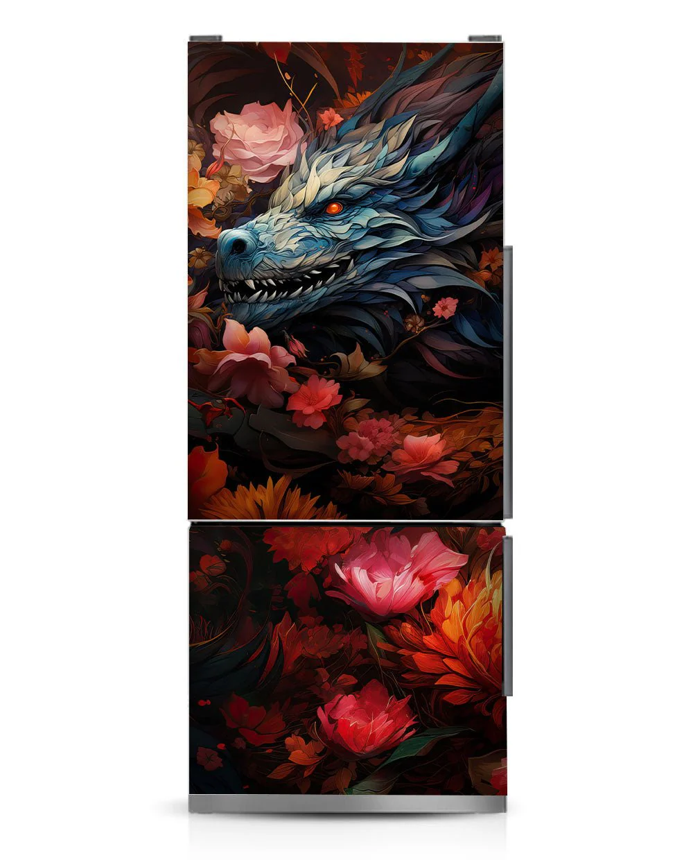 Black dragon and flowers - Image 7