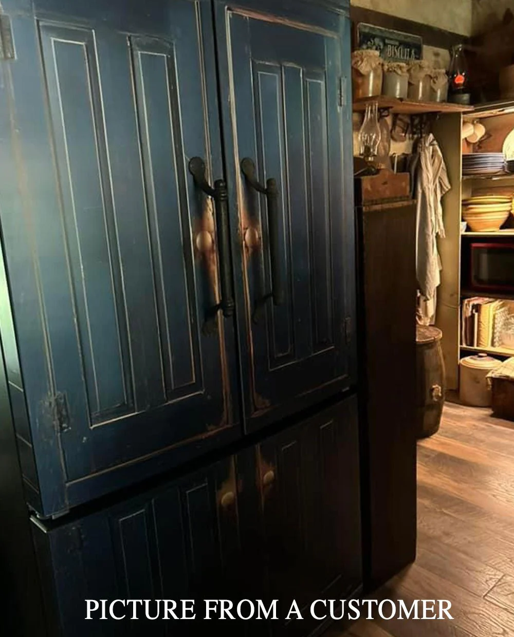 Blue primitive cabinet - Image 6